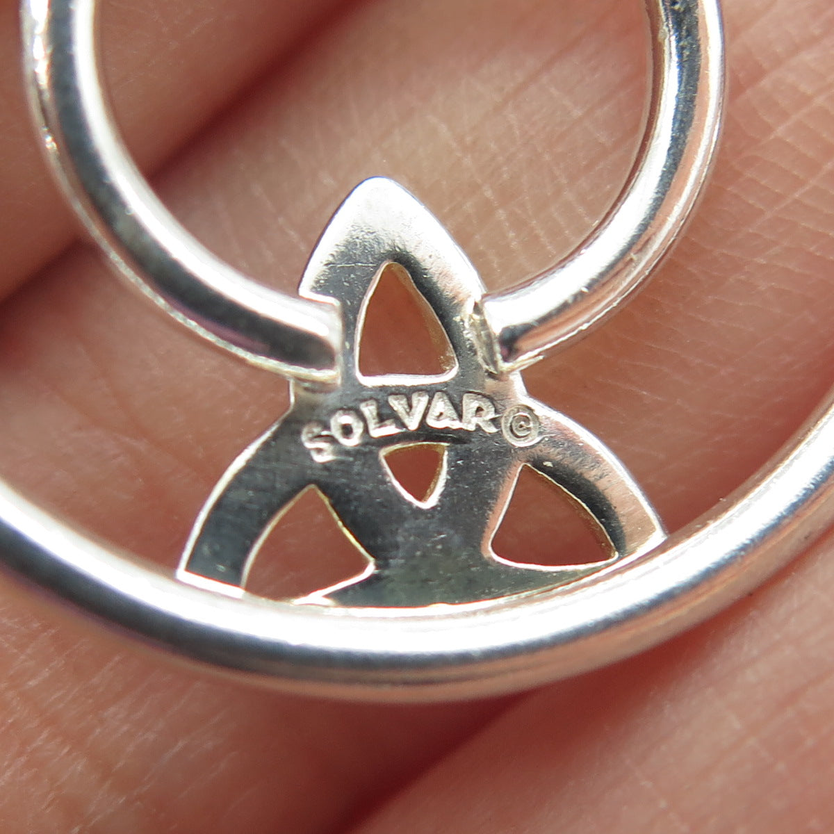 SOLVAR 925 Sterling Silver 2-Tone Vintage Ireland Celtic Trinity Knot Pendant