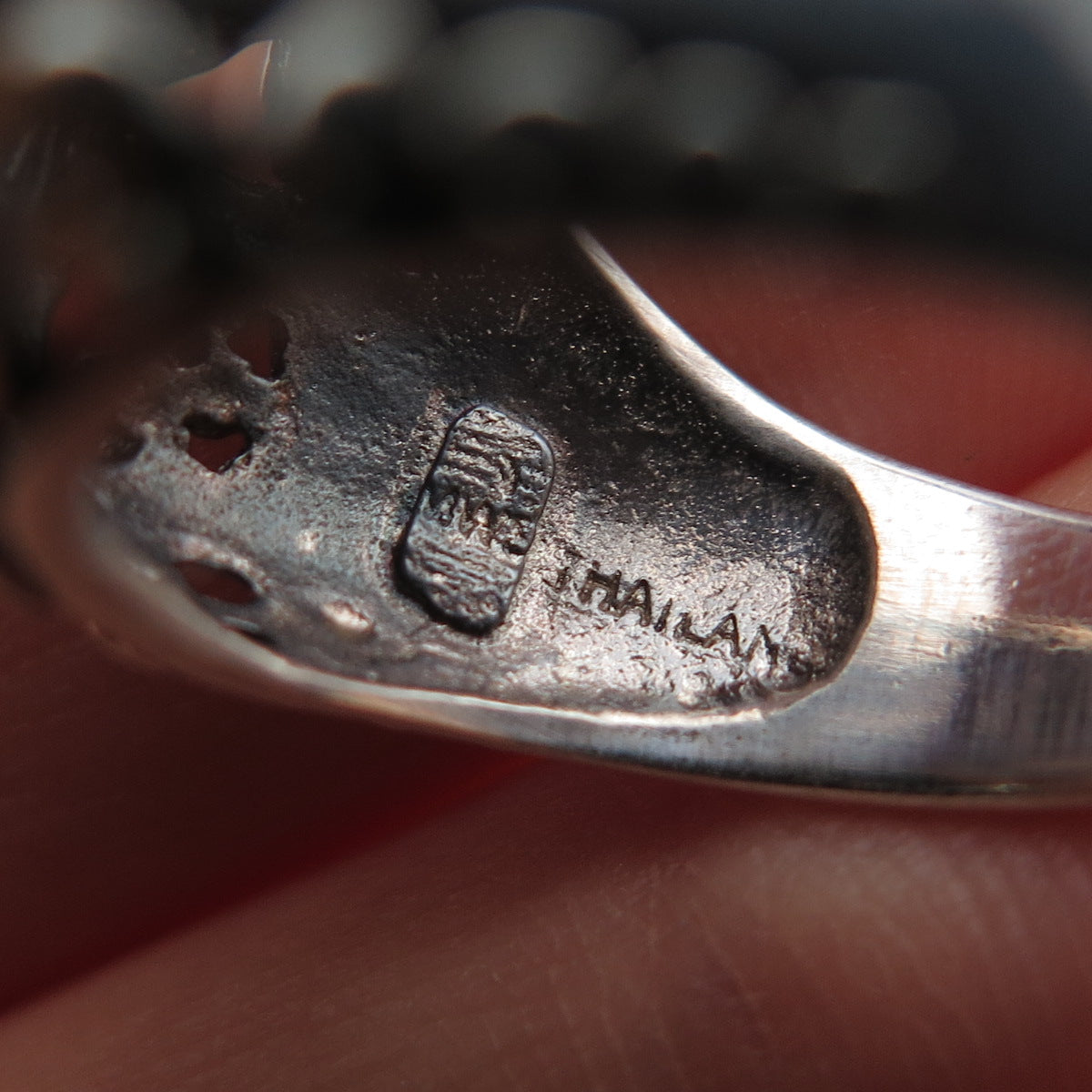 925 Sterling Silver Vintage Real MOP Swirl Oxidized Ring Size 6