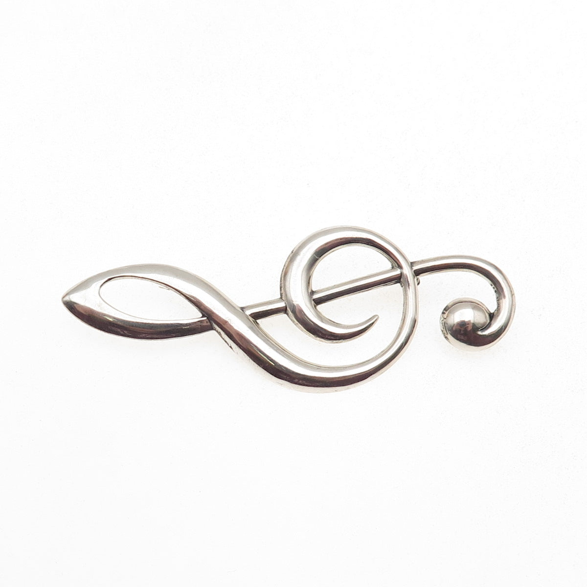 BEAU 925 Sterling Silver Vintage Treble Clef Oxidized Pin Brooch