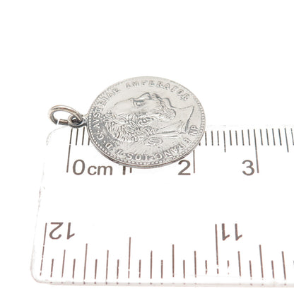 Silver Antique 1915 Austrian Empire Franz Joseph I Coin Replica Charm Pendant