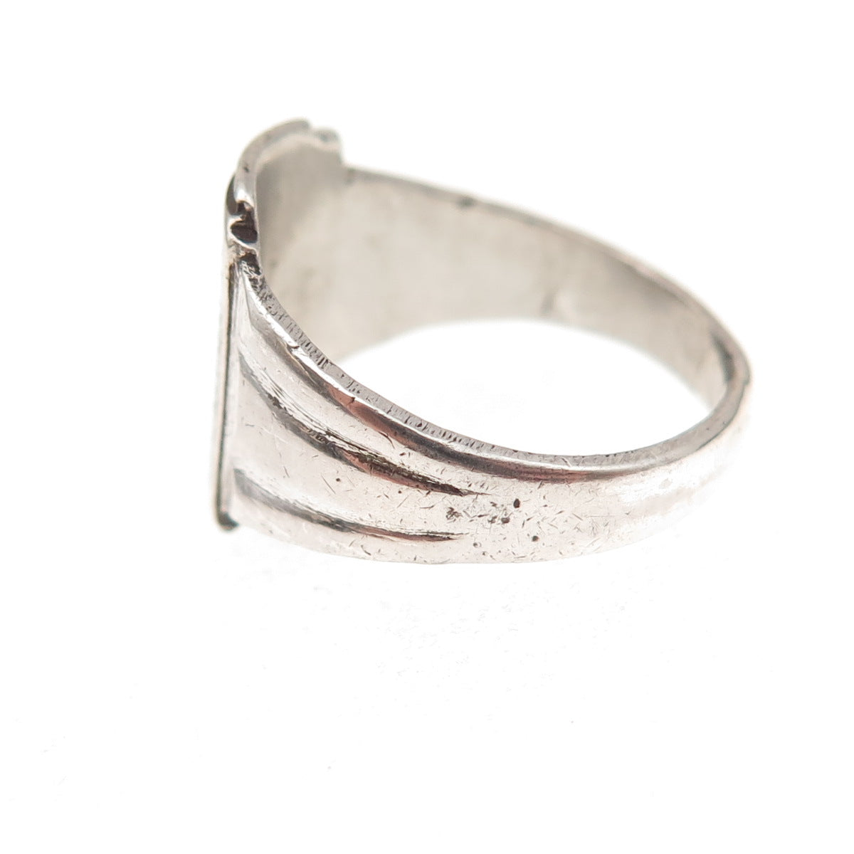 925 Sterling Silver Antique Art Deco Enamel Brahma Kumaris Ring Size 7.25