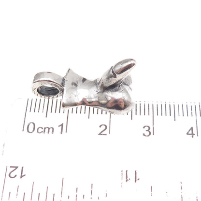 925 Sterling Silver Vintage Penis Oxidized 3D Charm Pendant