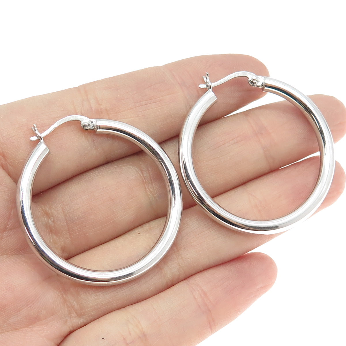 925 Sterling Silver Tube Hoop Earrings