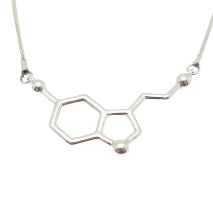 MADE WITH MOLECULES Sterling Vintage Happiness Serotonin Molecule Necklace 18"