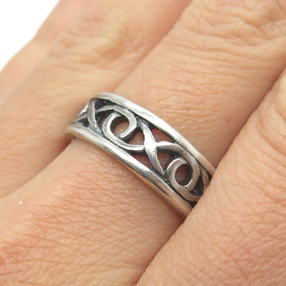 925 Sterling Silver Vintage Infinity Link Band Ring Size 9.5