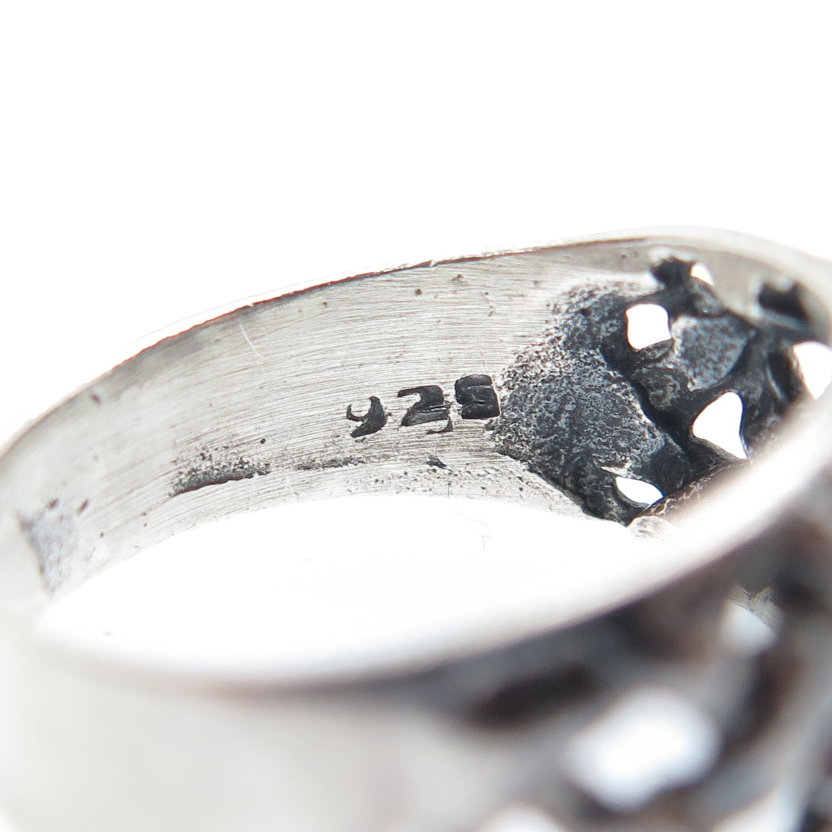 925 Sterling Silver Vintage Woven Oxidized Ring Size 5.75