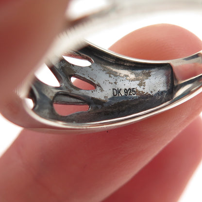 925 Sterling Silver Real Sleeping Beauty Turquoise Floral Oxidized Ring Size 8