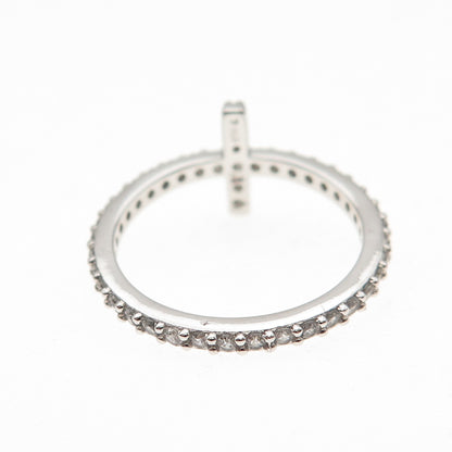 925 Sterling Silver Round-Cut C Z Cross All Around Ring Size 7
