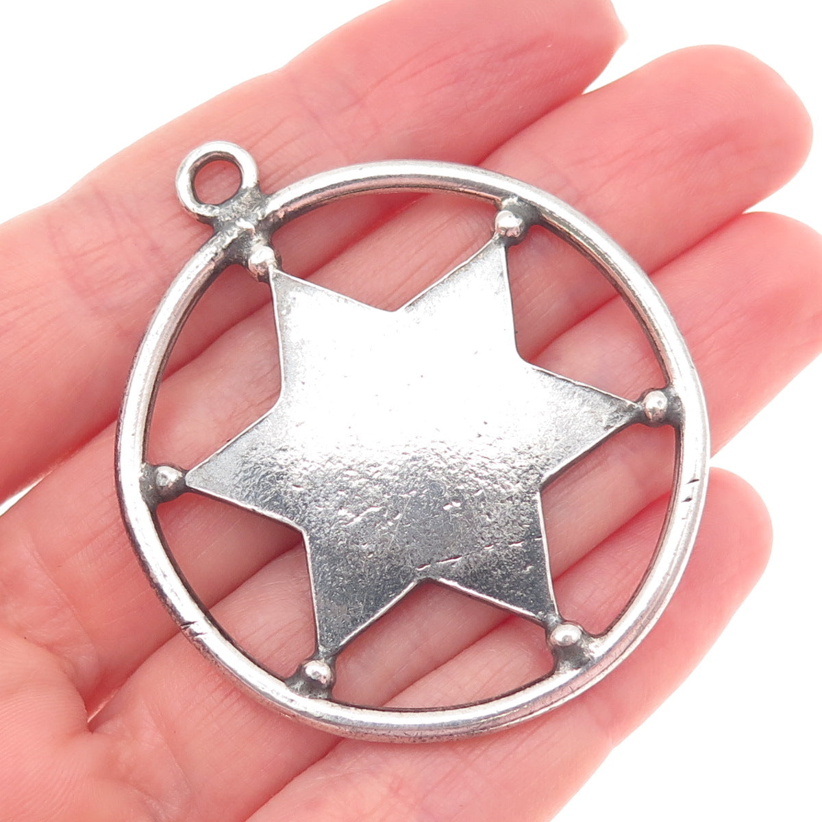 925 Sterling Silver Vintage Star of David Oxidized Pendant