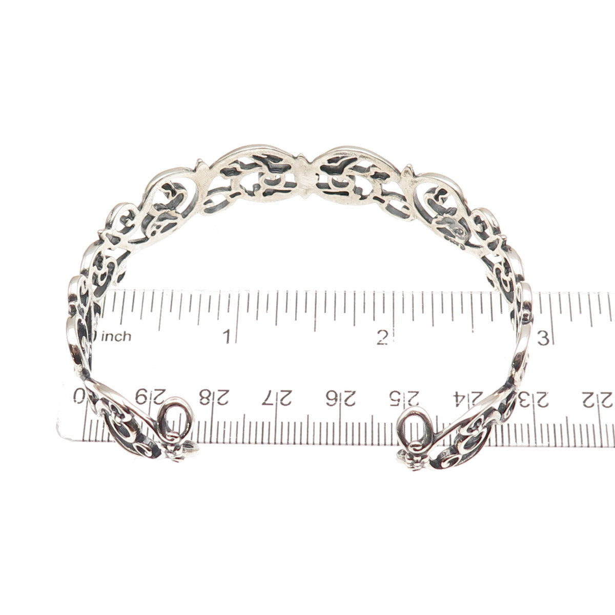 Carolyn Pollack Sterling Silver Vintage Floral Adjustable Cuff Bracelet 6.75"