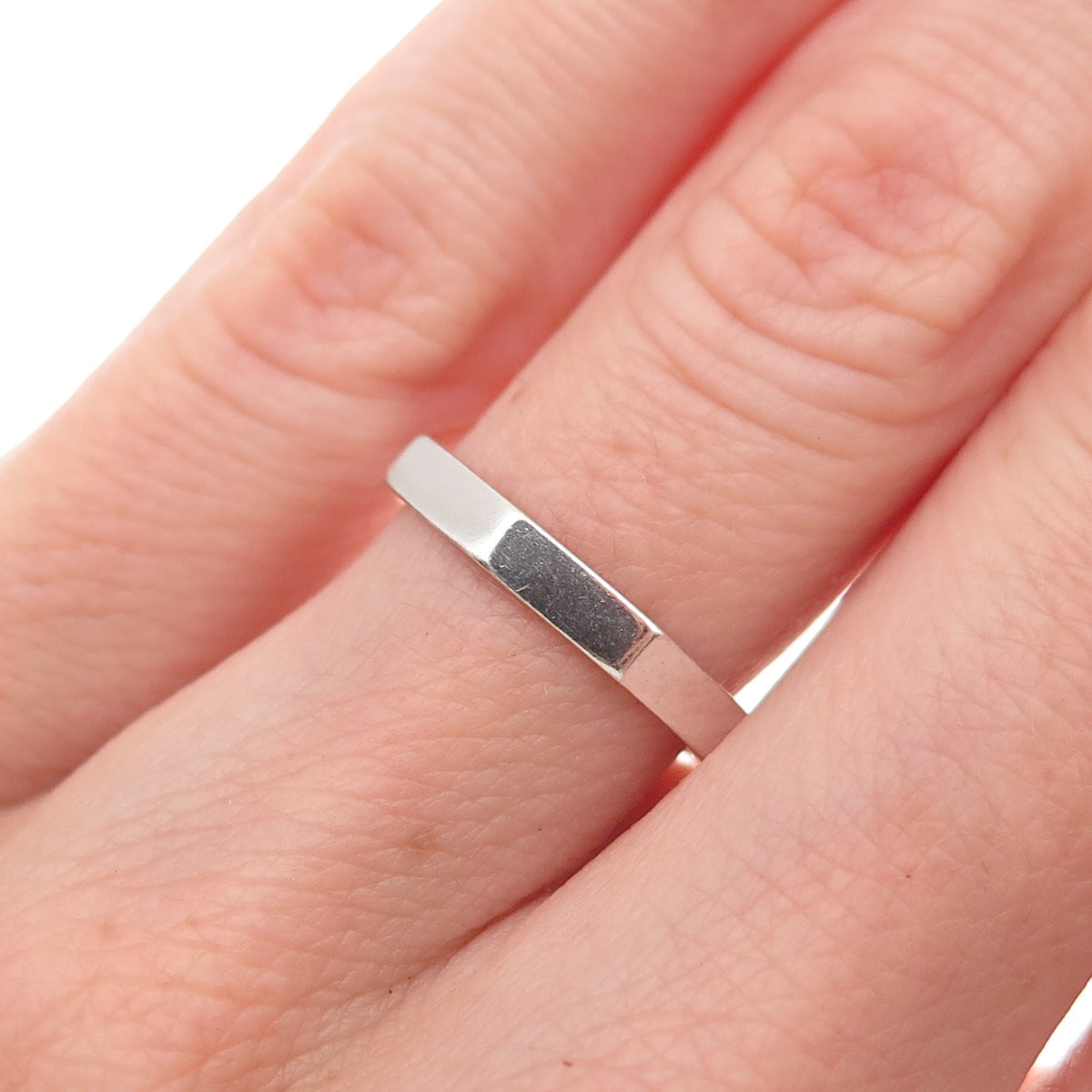 925 Sterling Silver Vintage Octagon Band Ring Size 5