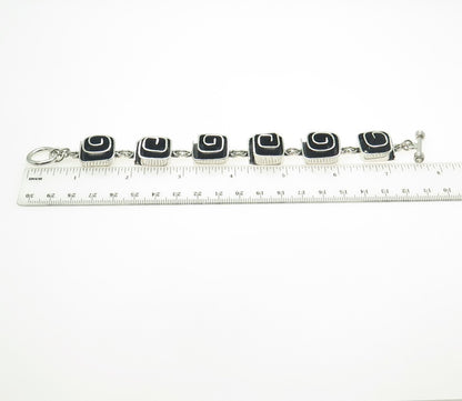 925 Sterling Silver Vintage Mexico Modernist Heavy Bracelet 7"
