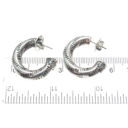 ROSATO 925 Sterling Silver Vintage Italy Oxidized Half Hoop Earrings