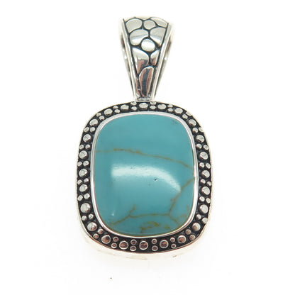 925 Sterling Silver Vintage Real Turquoise Kali Granulated Pendant
