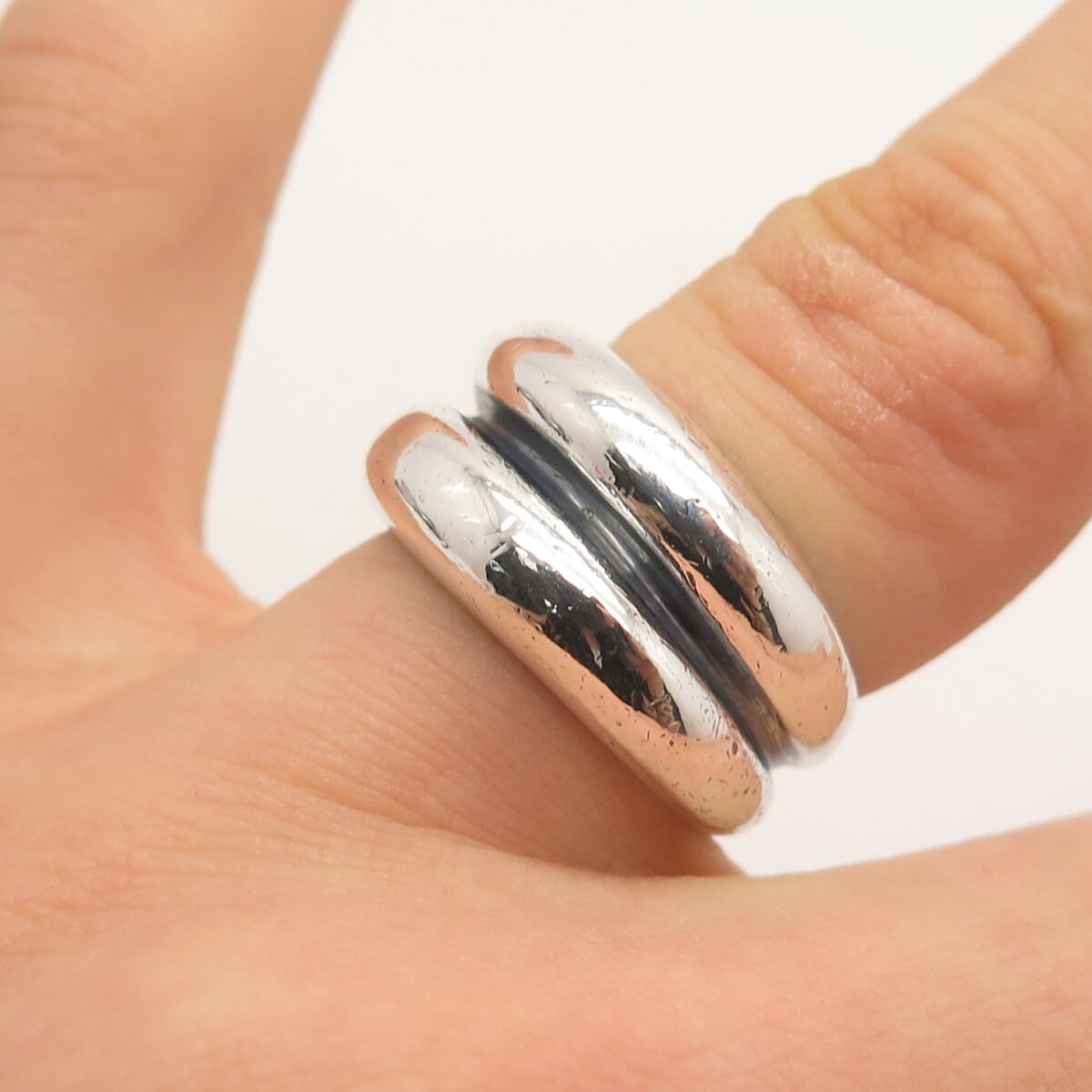 925 Sterling Silver Vintage Concave Ring Size 6.5