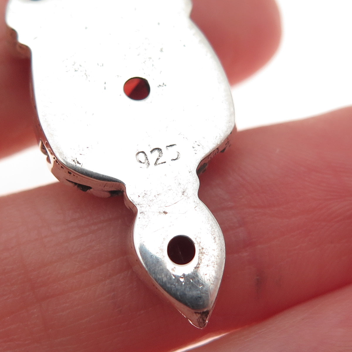 925 Sterling Silver Vintage Real Red Garnet Ornate Dangle Earrings