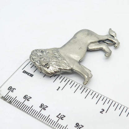 925 Sterling Silver Vintage Italy C Z Lion / Leo Zodiac Sign Pin Brooch