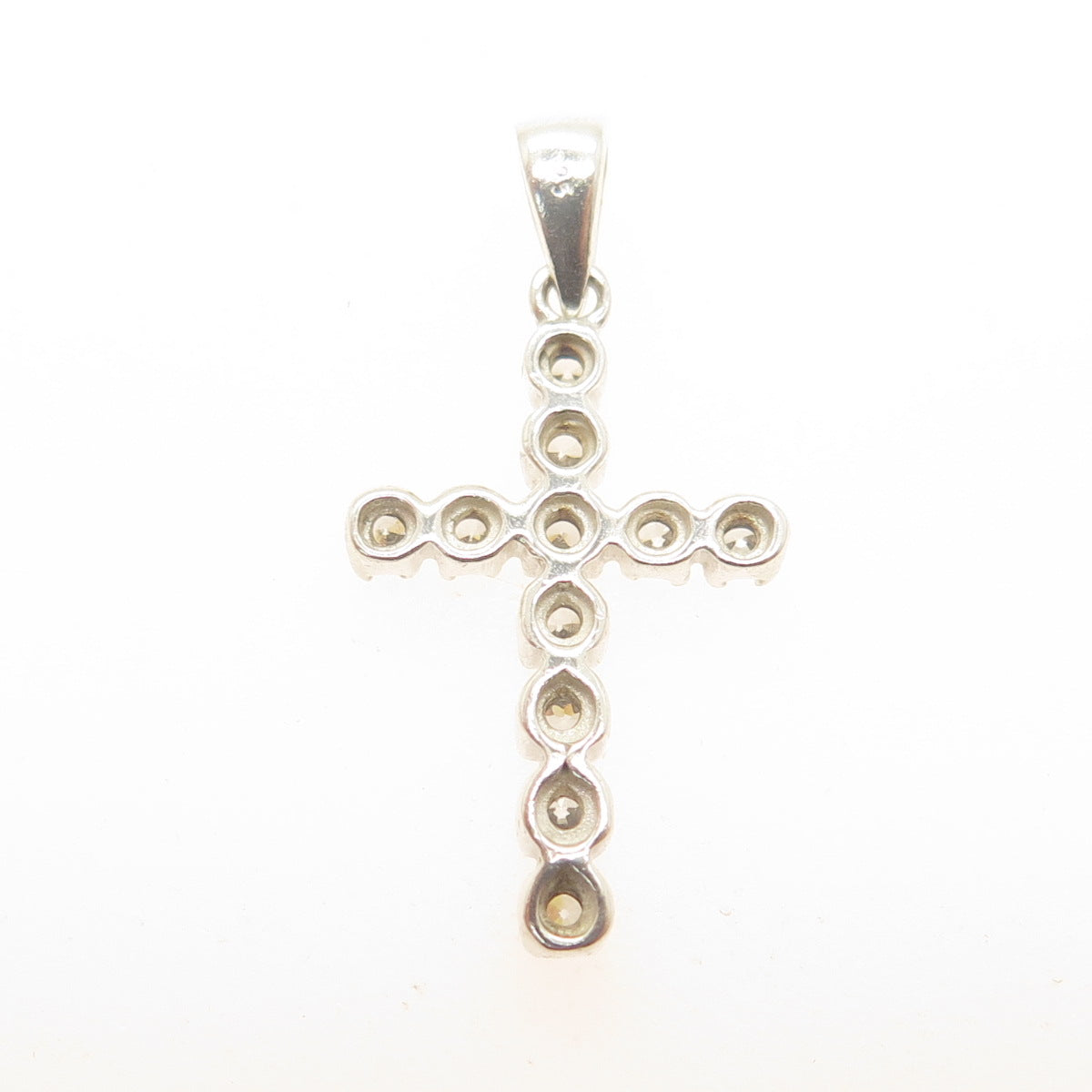 925 Sterling Silver Vintage Round-Cut C Z Cross Minimalist Pendant