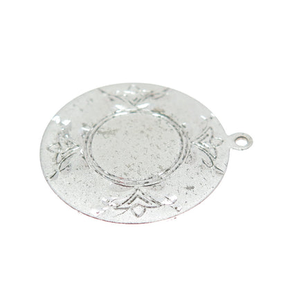 925 Sterling Silver Antique Art Deco Engraved Floral Round Pendant