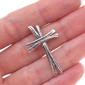 Or Paz PZ 925 Sterling Silver Vintage Israel Cross Oxidized Slide Charm Pendant