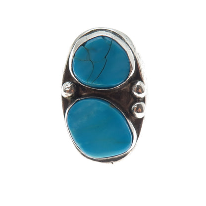 Old Pawn Sterling Silver Vintage Southwestern Bisbee Turquoise Ring Size 12.25