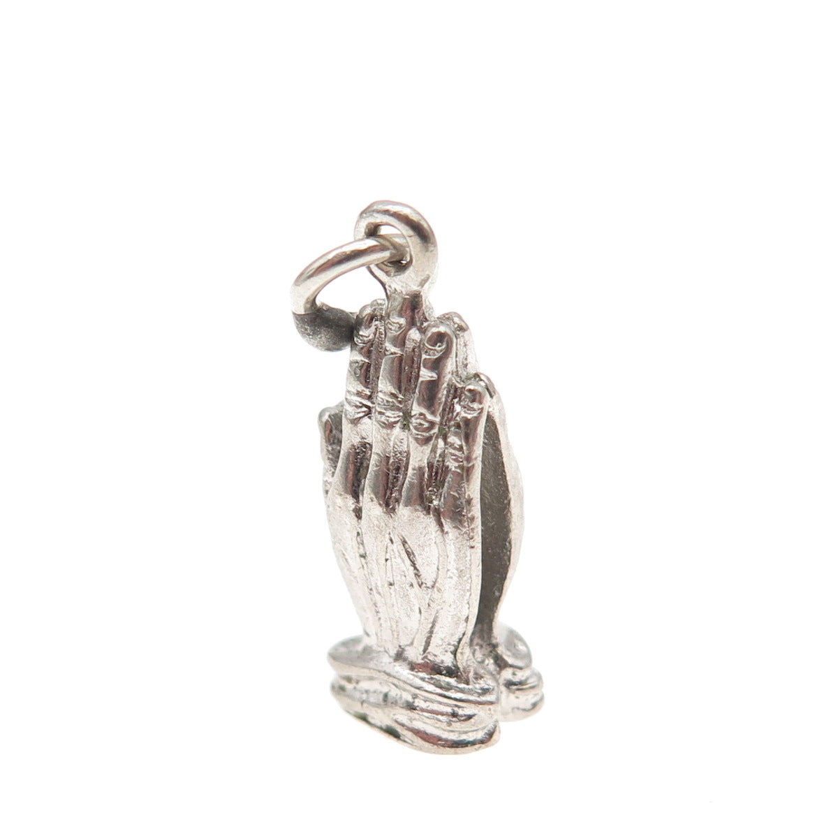 925 Sterling Silver Vintage Prayer Hands Religious Mini Charm Pendant