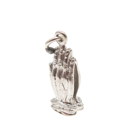 925 Sterling Silver Vintage Prayer Hands Religious Mini Charm Pendant
