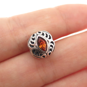 CHAMILIA 925 Sterling Silver Marquise-Cut Orange Crystal Slide Bead Charm