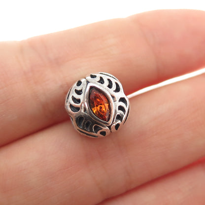 CHAMILIA 925 Sterling Silver Marquise-Cut Orange Crystal Slide Bead Charm