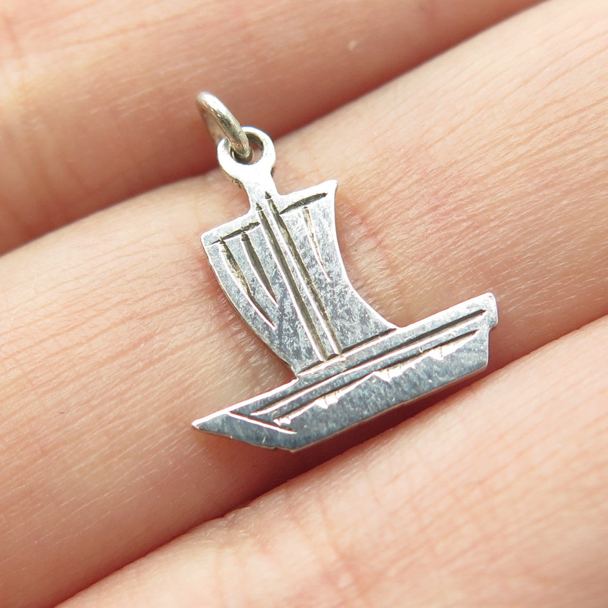 925 Sterling Silver Vintage Sail Boat 3D Charm Pendant