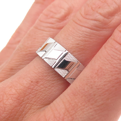 Neos 925 Sterling Silver Zig Zag Band Ring Size 7.75