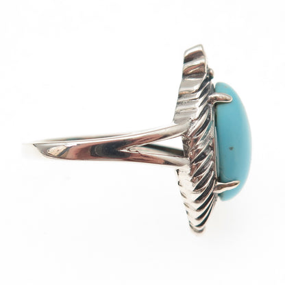 925 Sterling Silver Real Tyrone Turquoise Floral Oxidized Ring Size 8