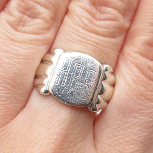 925 Sterling Silver Vintage Engraved ARB Monogram Signet Ring Size 11.5