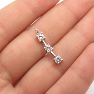 925 Sterling Silver Vintage C Z Wand Pendant