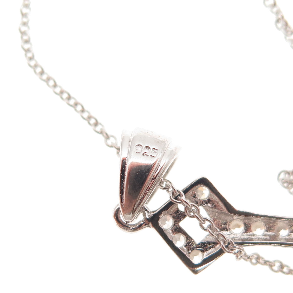 925 Sterling Silver Round-Cut C Z Cross Cable Chain Necklace 18"