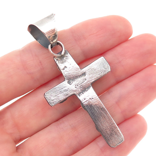 Chimney Butte Old Pawn Sterling Silver Vintage Pink Coral Cross Tribal Pendant
