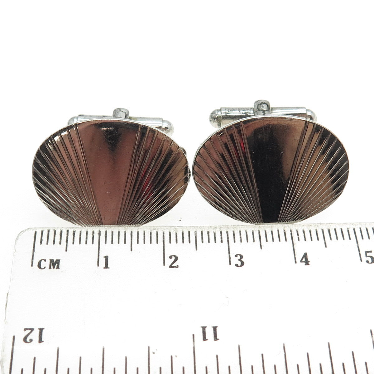 925 Sterling Silver Vintage Oval Shell Cufflinks