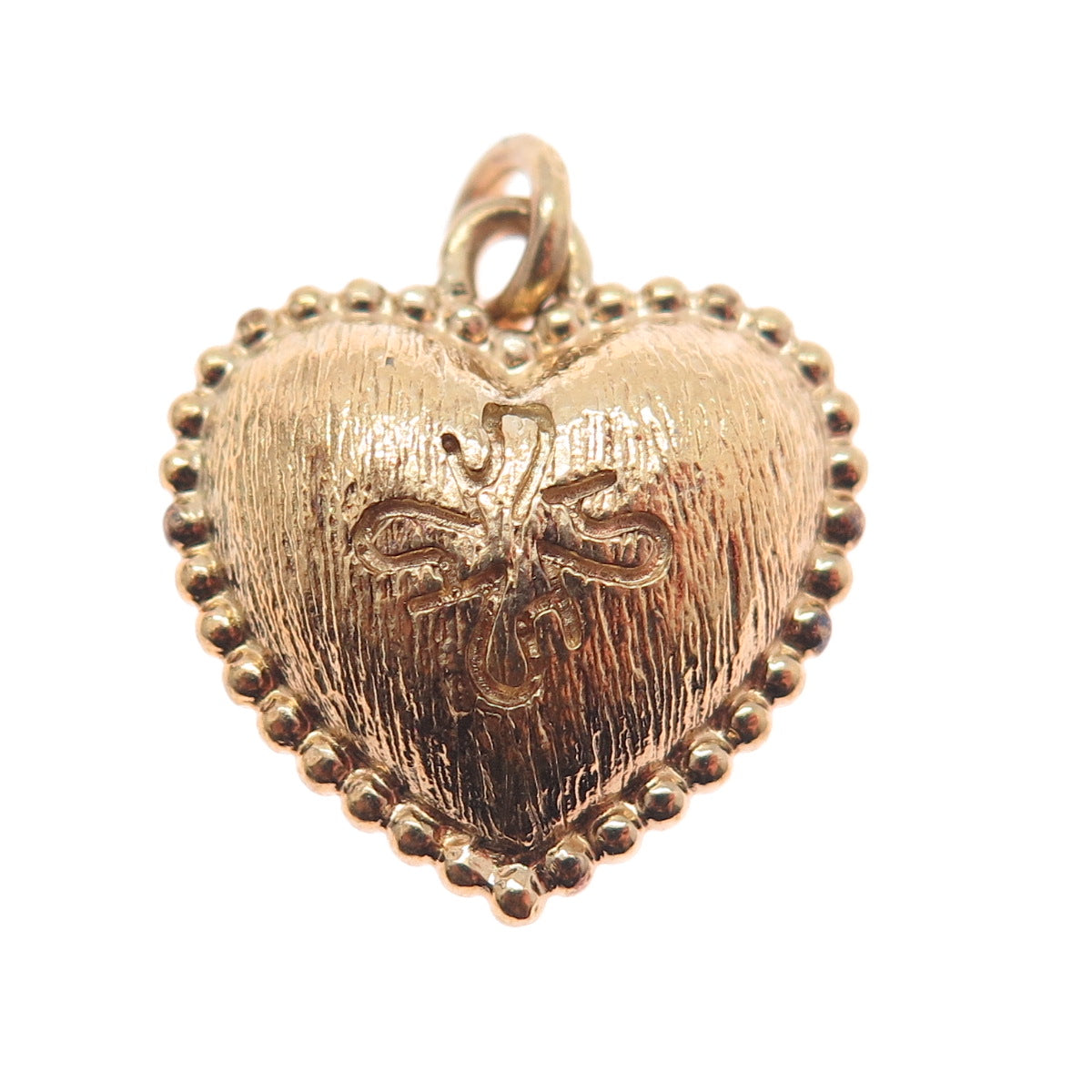 SAI 925 Sterling Silver Gold Plated Vintage Floral Cross Heart Charm Pendant
