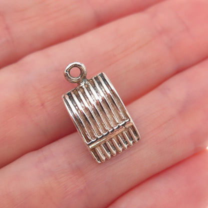 925 Sterling Silver Antique Art Deco Cranberry Scoop 3D Oxidized Charm Pendant