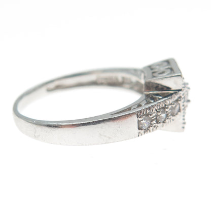 MEDA 925 Sterling Silver Round-Cut C Z Engagement Ring Size 8