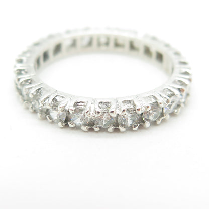 925 Sterling Silver Round-Cut C Z All Around Eternity Band Ring Size 7