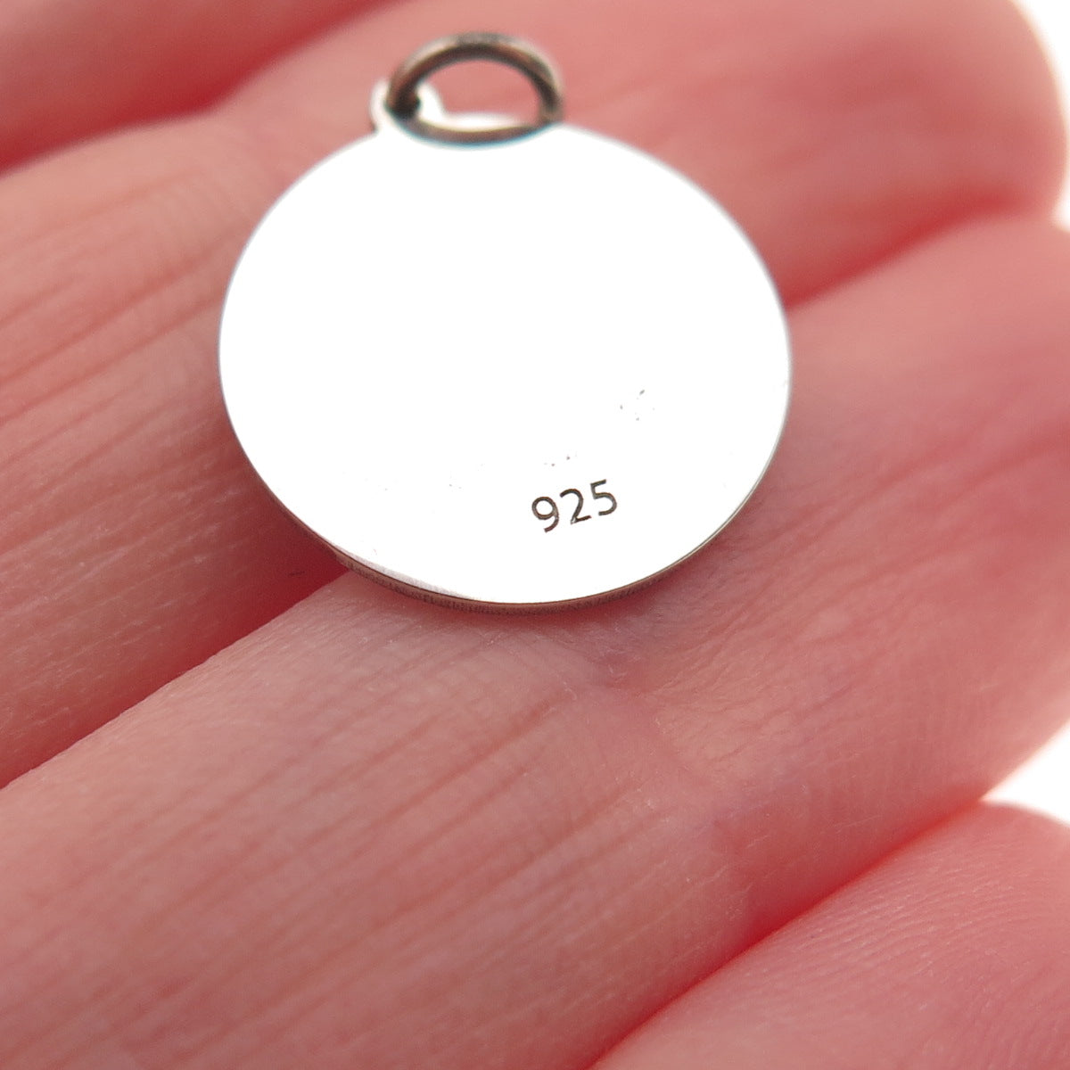 925 Sterling Silver Purple Enamel Mom & Child Cat Round Tag Mini Charm Pendant