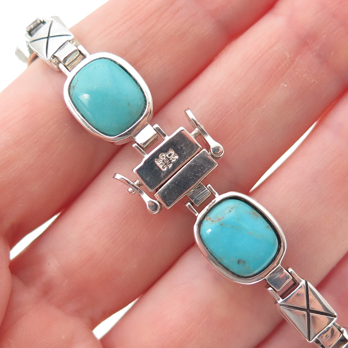 Jay King Desert Rose Sterling Vintage Turquoise Charoite Dual Sided Bracelet 6"