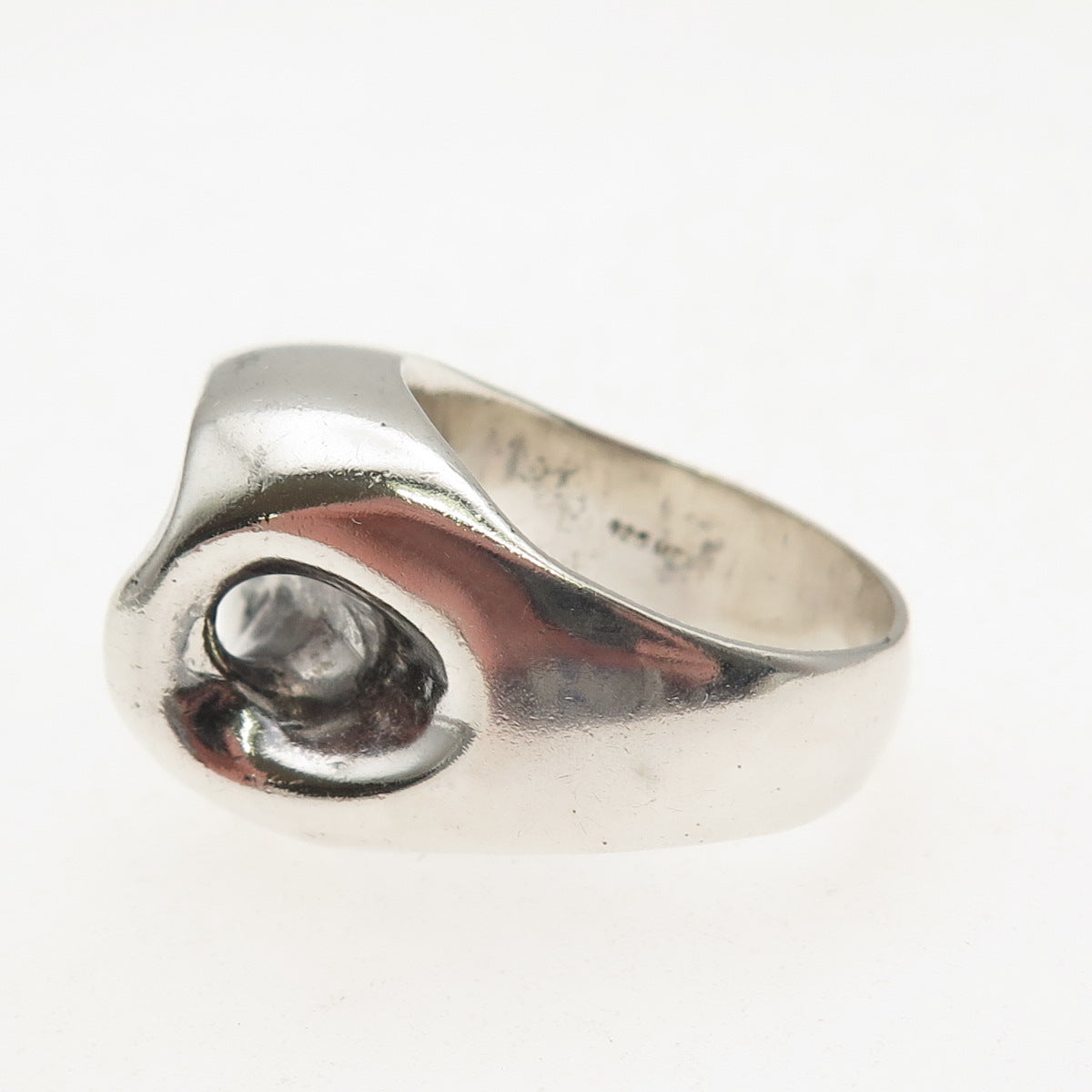 925 Sterling Silver Vintage Modernist Oxidized Ring Size 10.5