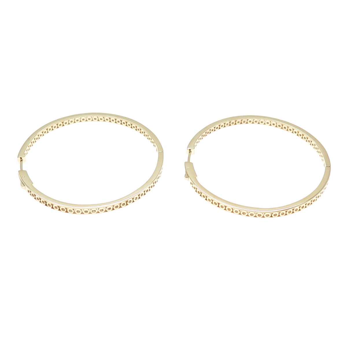 KLEO 925 Sterling Silver Gold Plated Round-Cut C Z In & Out Large Hoop Earrings