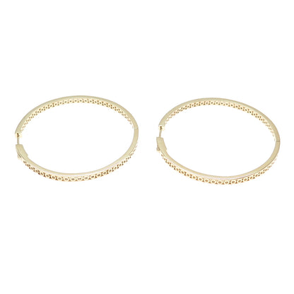 KLEO 925 Sterling Silver Gold Plated Round-Cut C Z In & Out Large Hoop Earrings