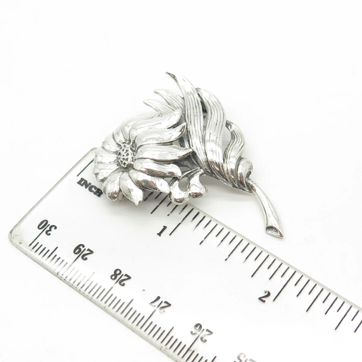 925 Sterling Silver Antique Art Deco Jewelart Floral Leaf Pin Brooch