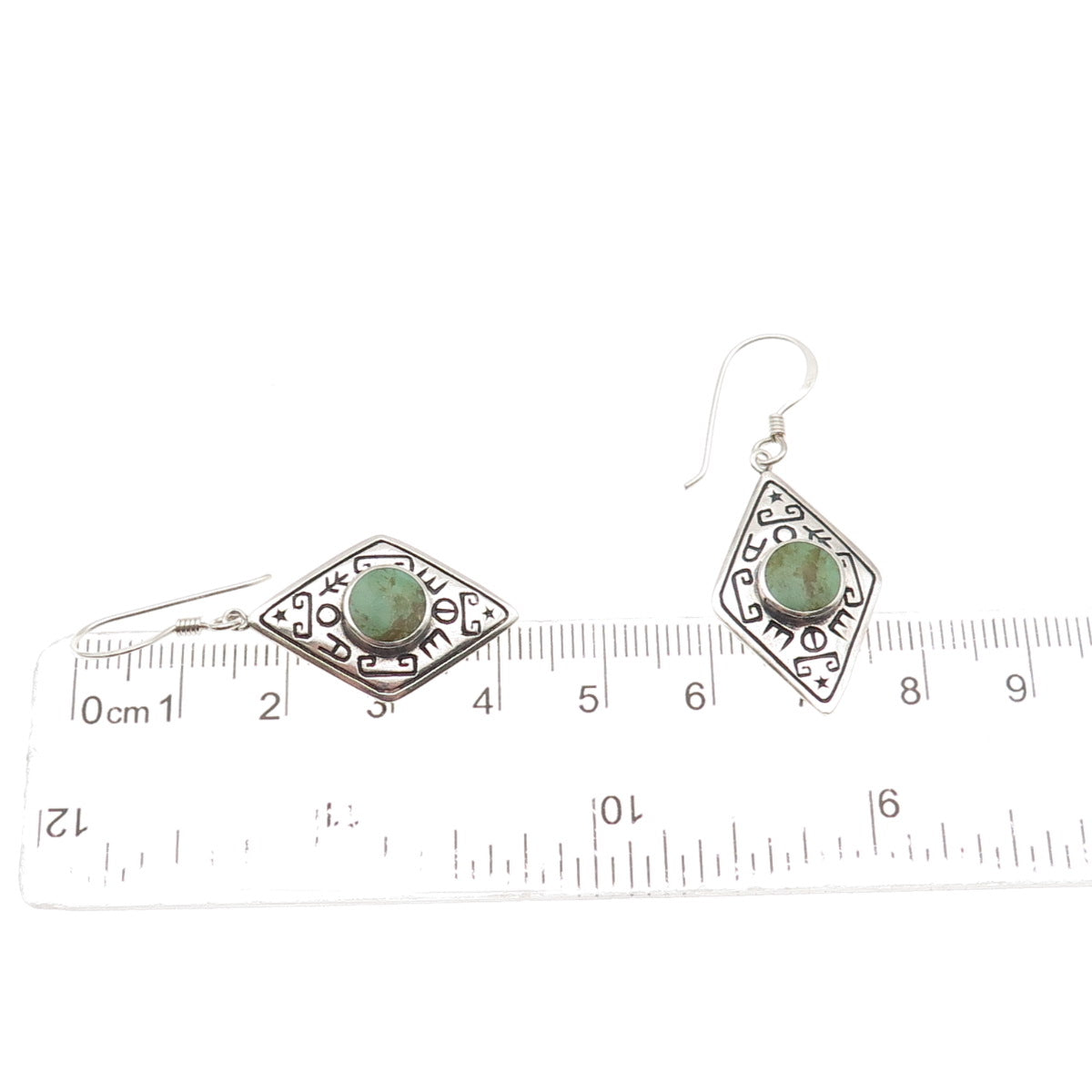 Boma 925 Sterling Silver Vintage Real Royston Turquoise Ethnic Dangle Earrings