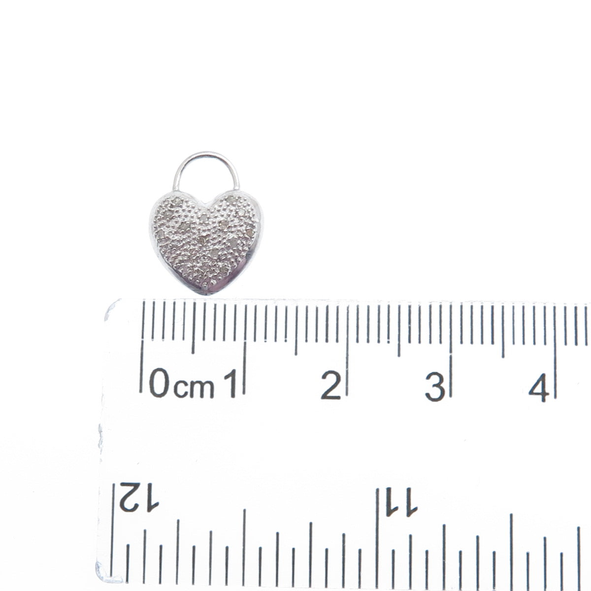 FADI 925 Sterling Silver Real Round-Cut Diamond Heart Minimalist Charm Pendant
