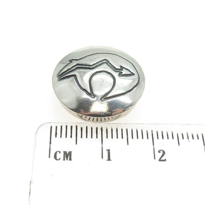 Old Pawn Hopi Sterling Silver Vintage Southwestern Concho Bear Clip Button